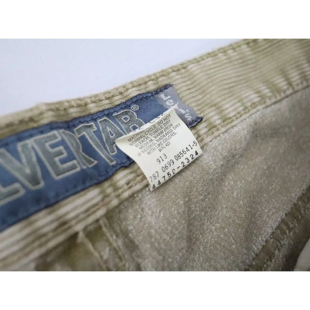 VTG Levis 90's SilverTab Pants Mens 32x30 Beige Corduroy Cargo Baggy Skater READ